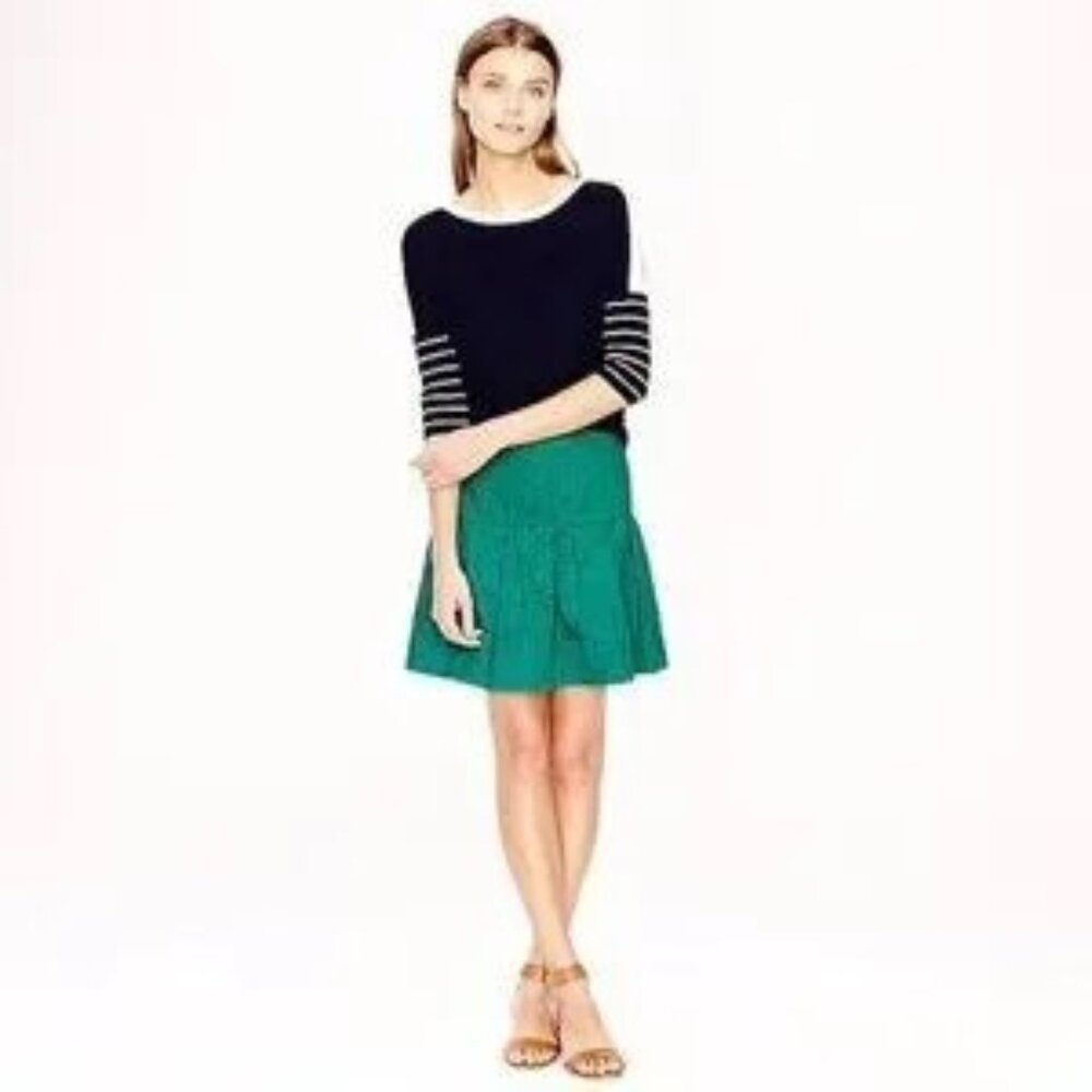 EUC J. Crew Matelasse Jacquard Drop Waist Skirt, Size 6, Emerald Green